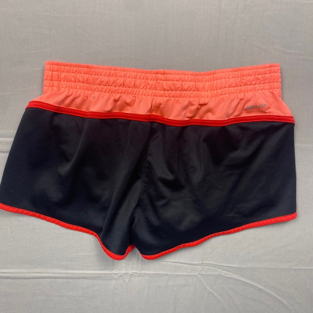 Nike Dri-FIT Running Shorts Womens Medium Black Neon Coral Graphic Athletic - Picture 2 of 12